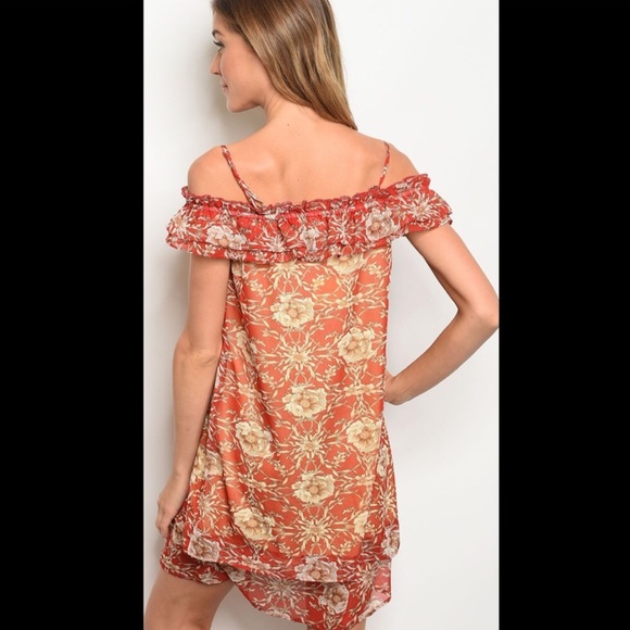 SOLD 👗Super cute floral rust dress👗 - Picture 3 of 6